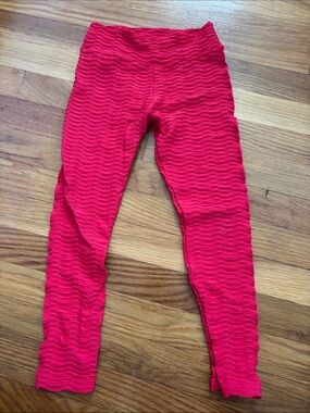 Kids Textured Red Leggings - Stretchy Everyday Bottoms